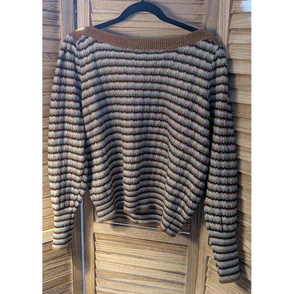 Nine West Sweater Womens Large Multicolor Knit Pullover Long Sleeves Cropped - Picture 1 of 3